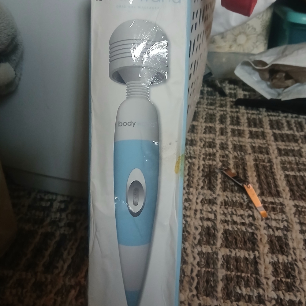 Blue and White Handheld Massager